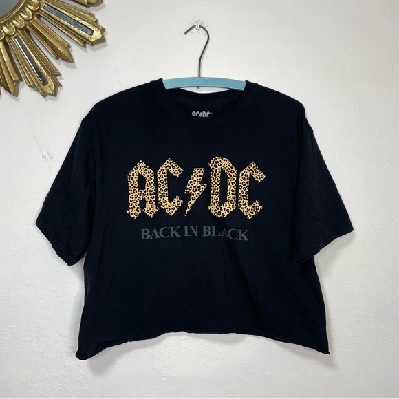 AC/DC Back In Black Crop Tee Shirt - Picture 7 of 14